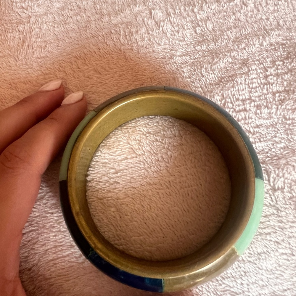 Multicolor Enamel Bangle Bracelet - Picture 5 of 9